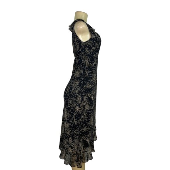 Ann Taylor LOFT Black & Gold Sleeveless Midi Dress Size 0 - Picture 2 of 5